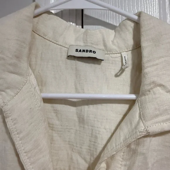Sandro Cream Button-Up Jumpsuit